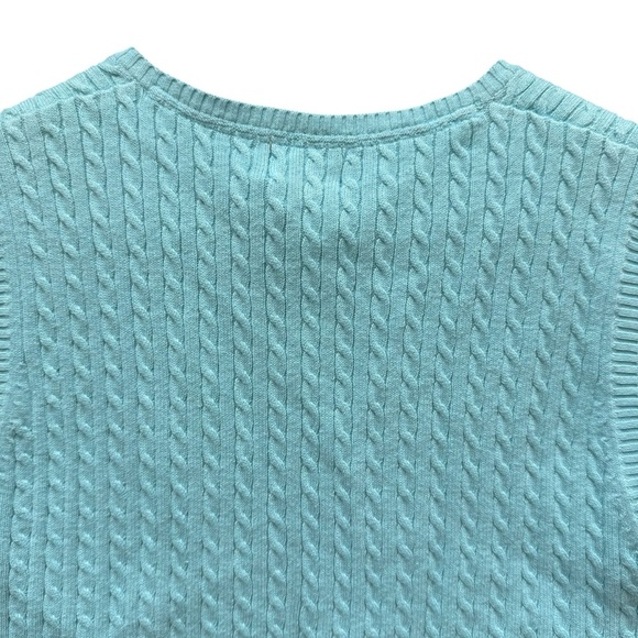 LL Bean Women’s Cable Knit Pullover Sweater Vest V Neck Size XS Blue Vacation - Picture 5 of 10